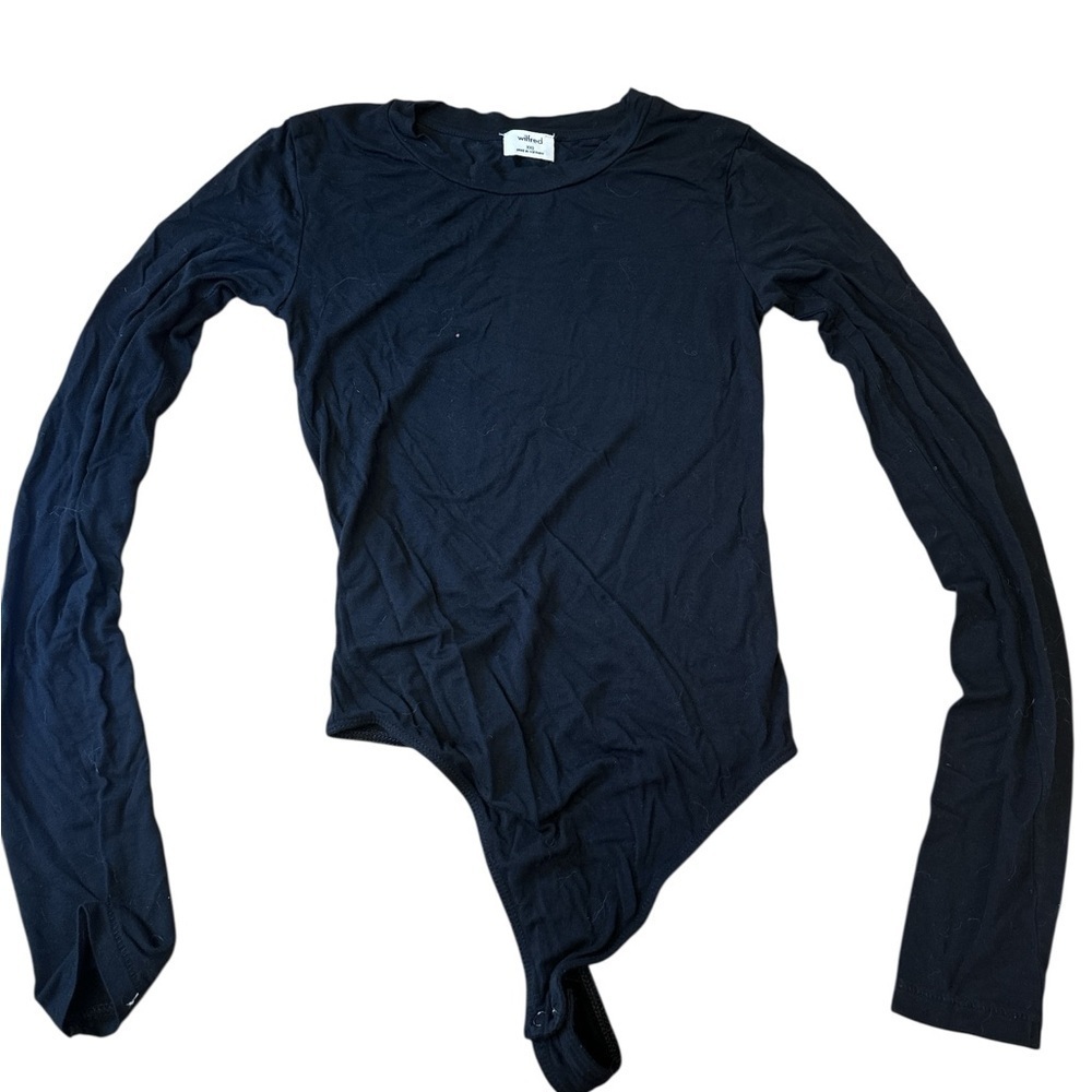 Aritzia Wilfred Black Bodysuit Long Sleeve Womens Size XXSmall